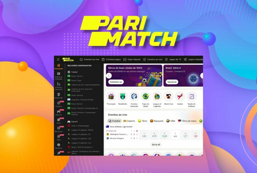 Visão geral do site oficial da Parimatch Brasil